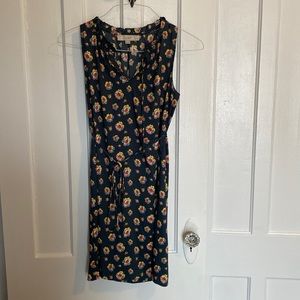 LOFT, green floral sleeveless dress, size XSP